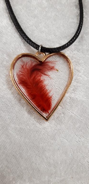 Feather heart pendant